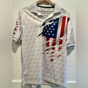 Red white and blue golf polo
Size XL but wears like a L